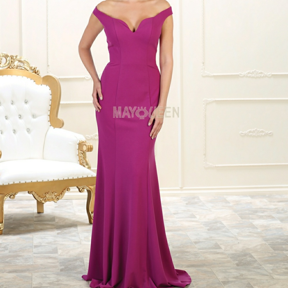 Magenta pink yellow or royal blue fitted formal evening gown - Picture 4 of 7